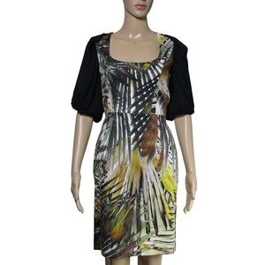 BLACK HALO NWT 2 XS Square Neck Abstract Sheath Career Quiet Luxury Career Dress